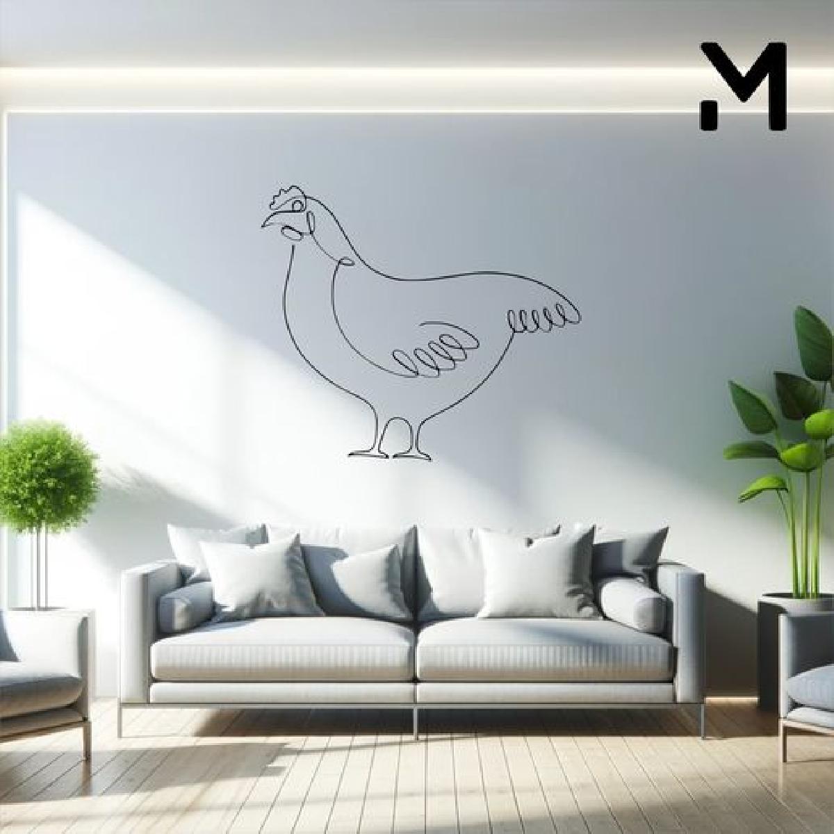 Silhueta na parede   Uma linha   frango