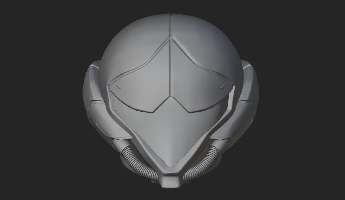 Capacete de Samus Aran. Versao Metroid Dread.
