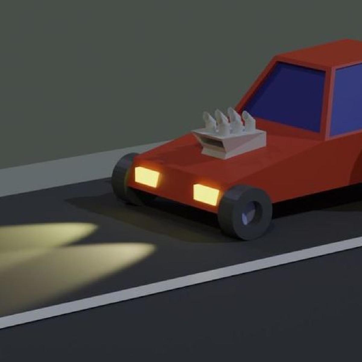 Carro dragster de baixo poligono