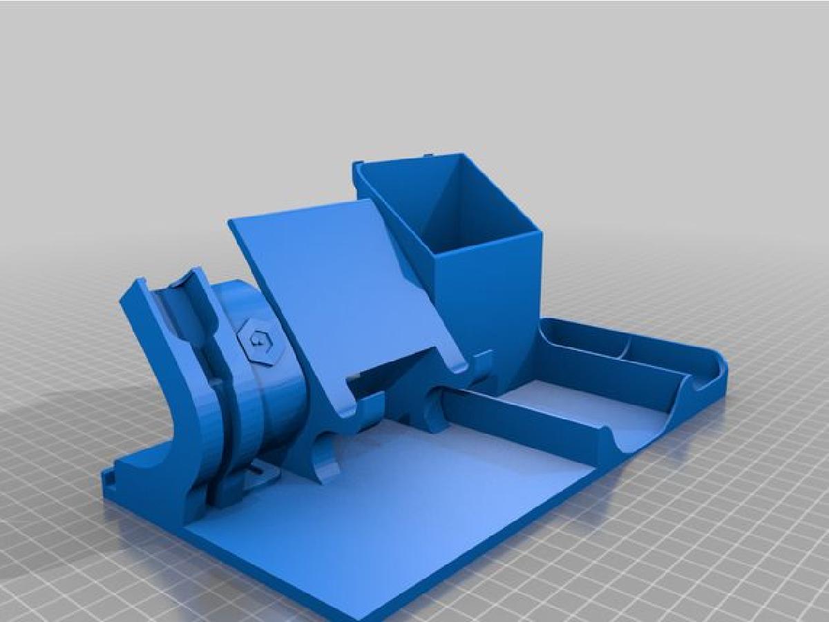 Organizador de escritorio com suporte para celular e Xiaomi Band.