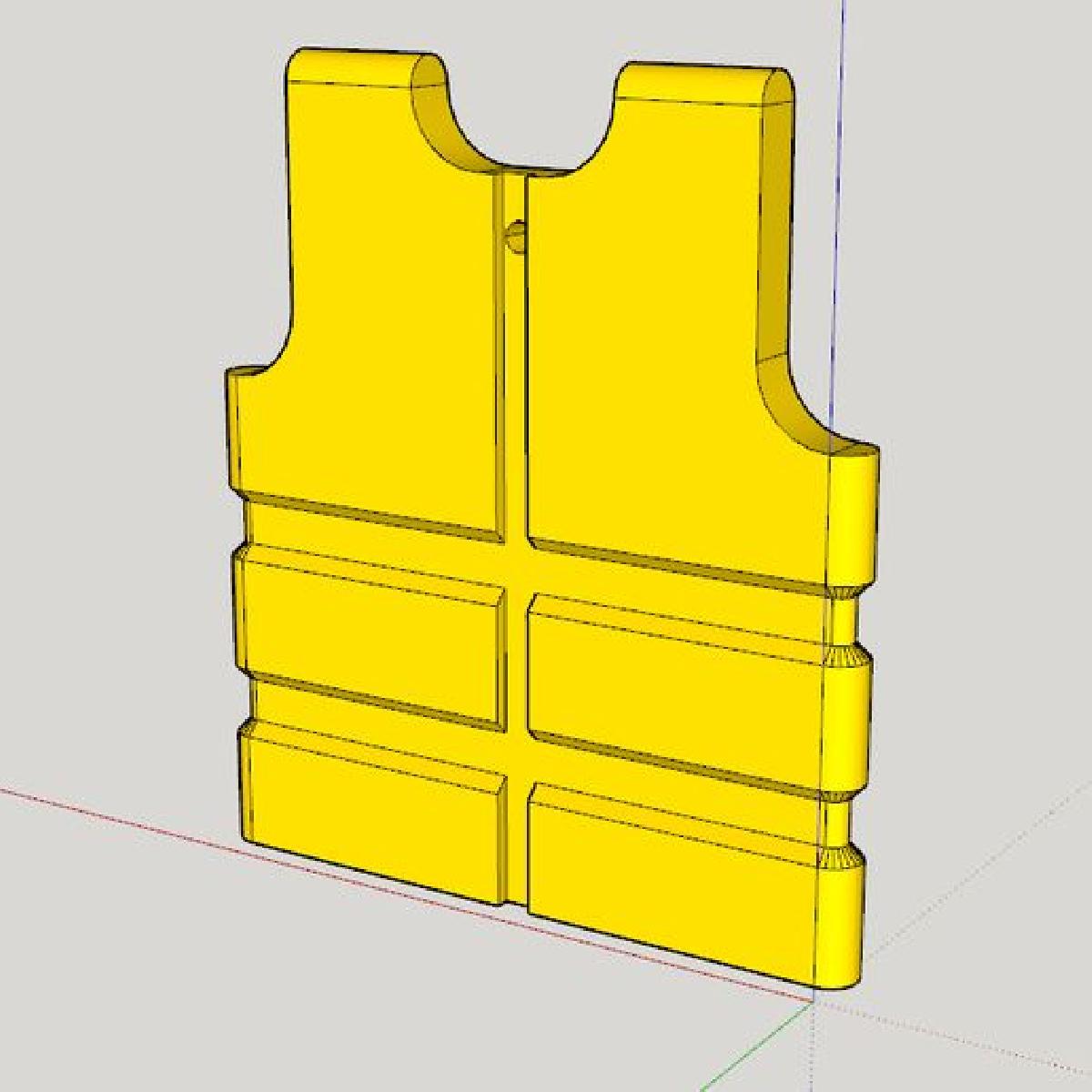 Colete amarelo para retrovisor e colete amarelo para chaveiro.