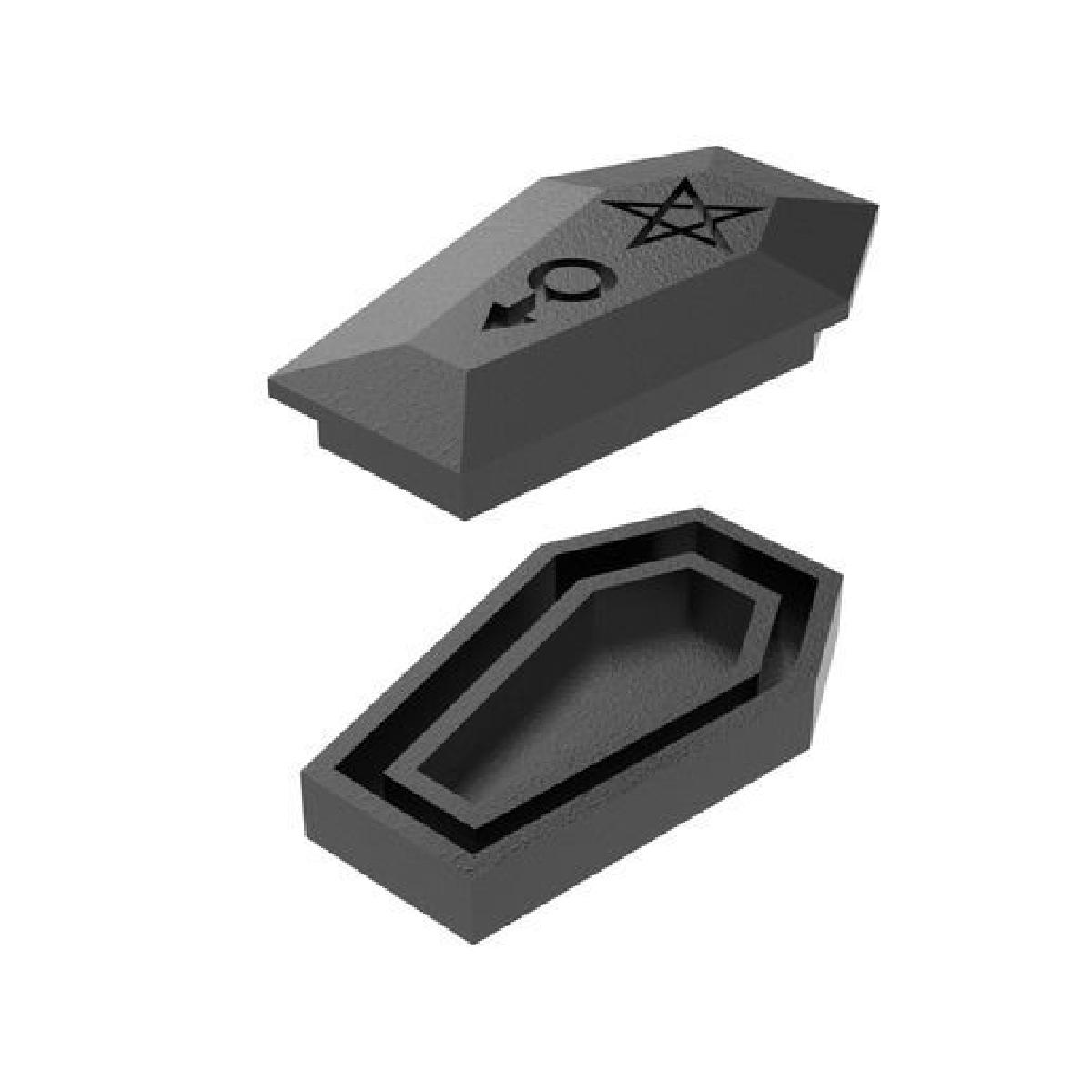 Caixa de pilulas em forma de caixao