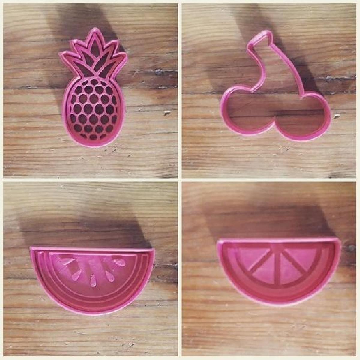 Conjunto de cortadores de biscoito x4 de frutas tropicais