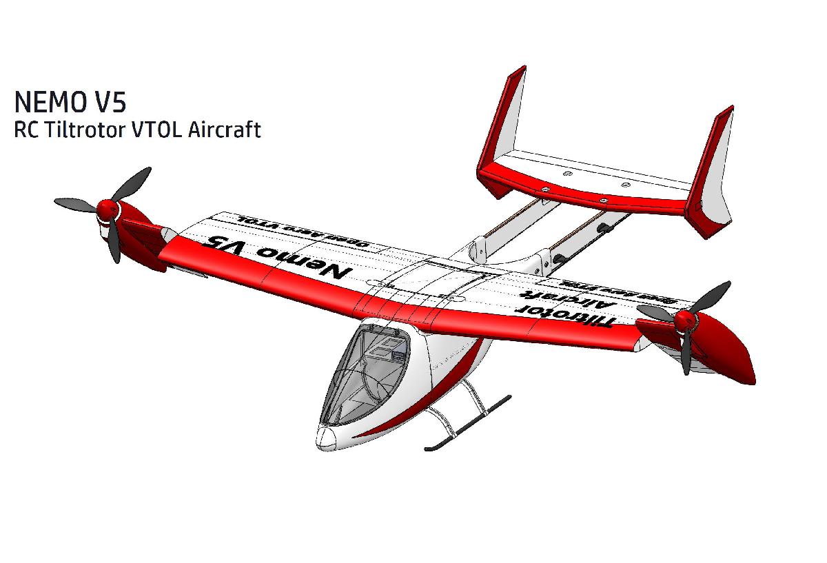 Aeronave RC Tiltrotor VTOL Nemo V5