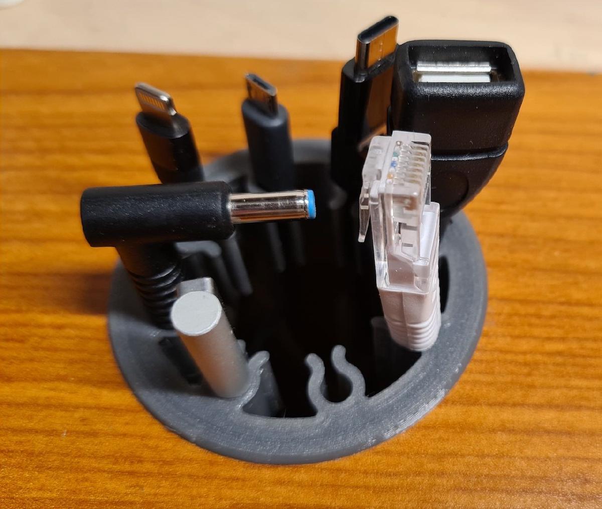 Porta cabos redondo de mesa