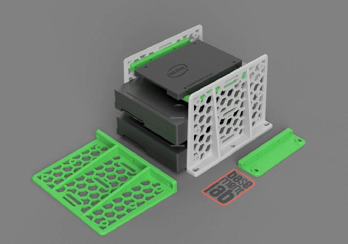 Adaptador de HDD 2.5/3.5" Suporte de 3 Slots para Rack Perfil 2020 Caso de Teste de PC