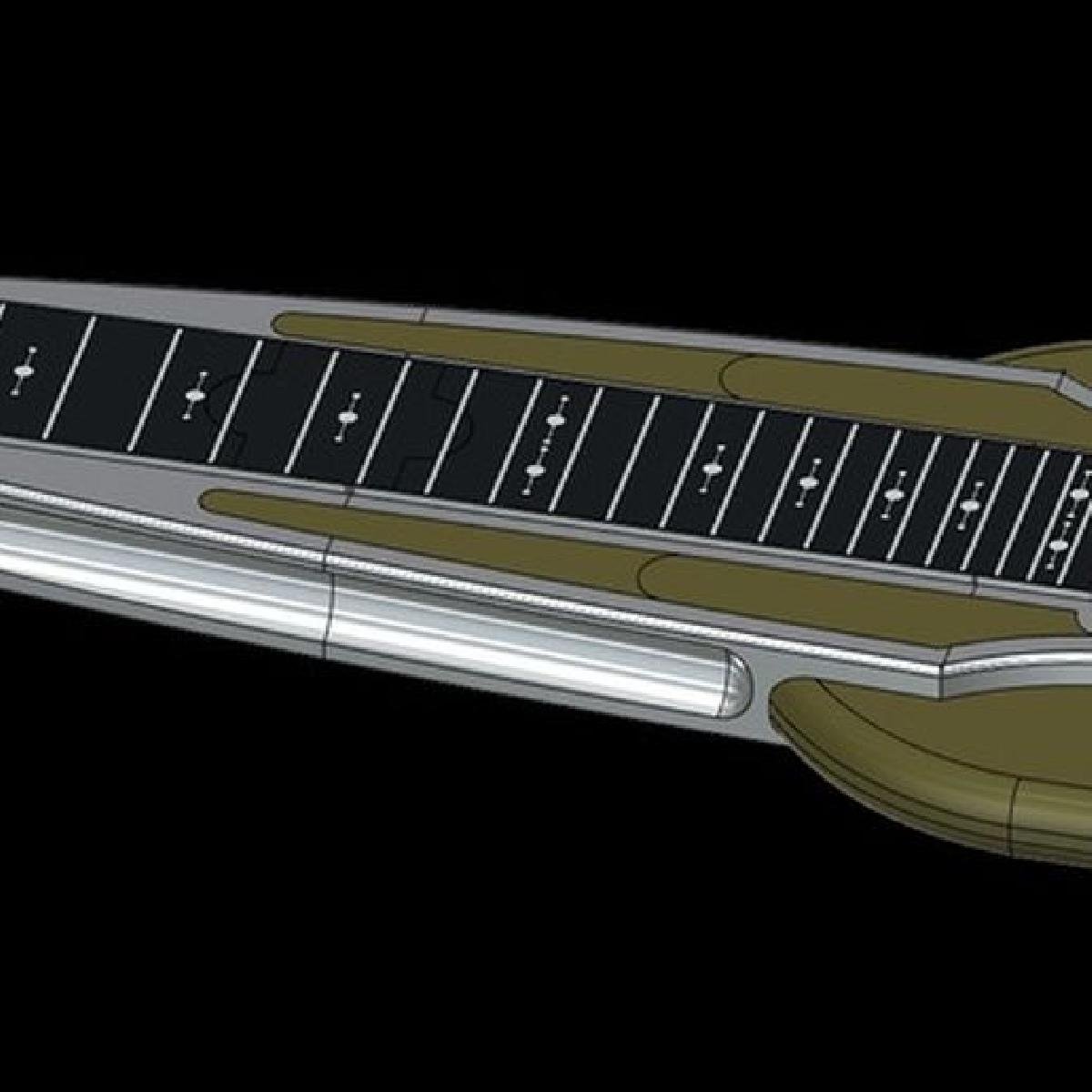Guitarra Lap Steel, estilo SciFi vintage. Para impressoras a partir de 200mm.