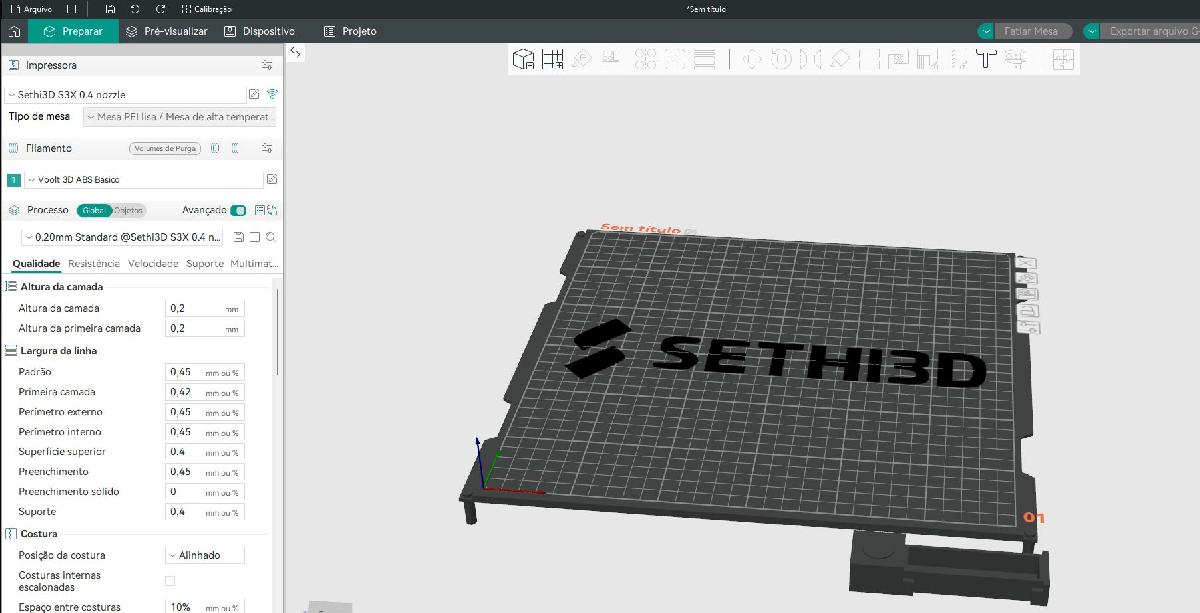 STL da mesa da impressora SETHI3D S3X