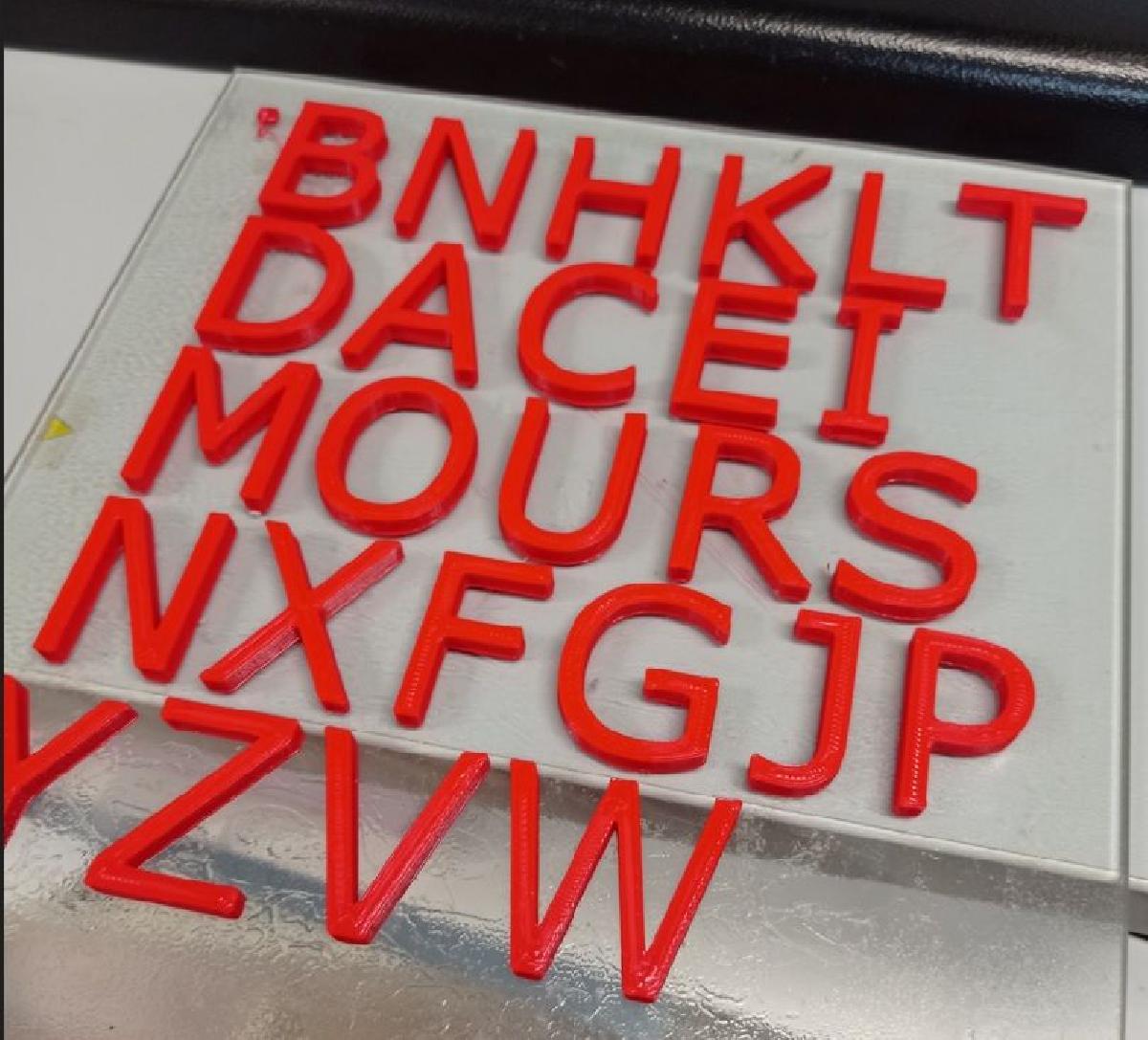 Letras do alfabeto com tipo de letra Verdana.