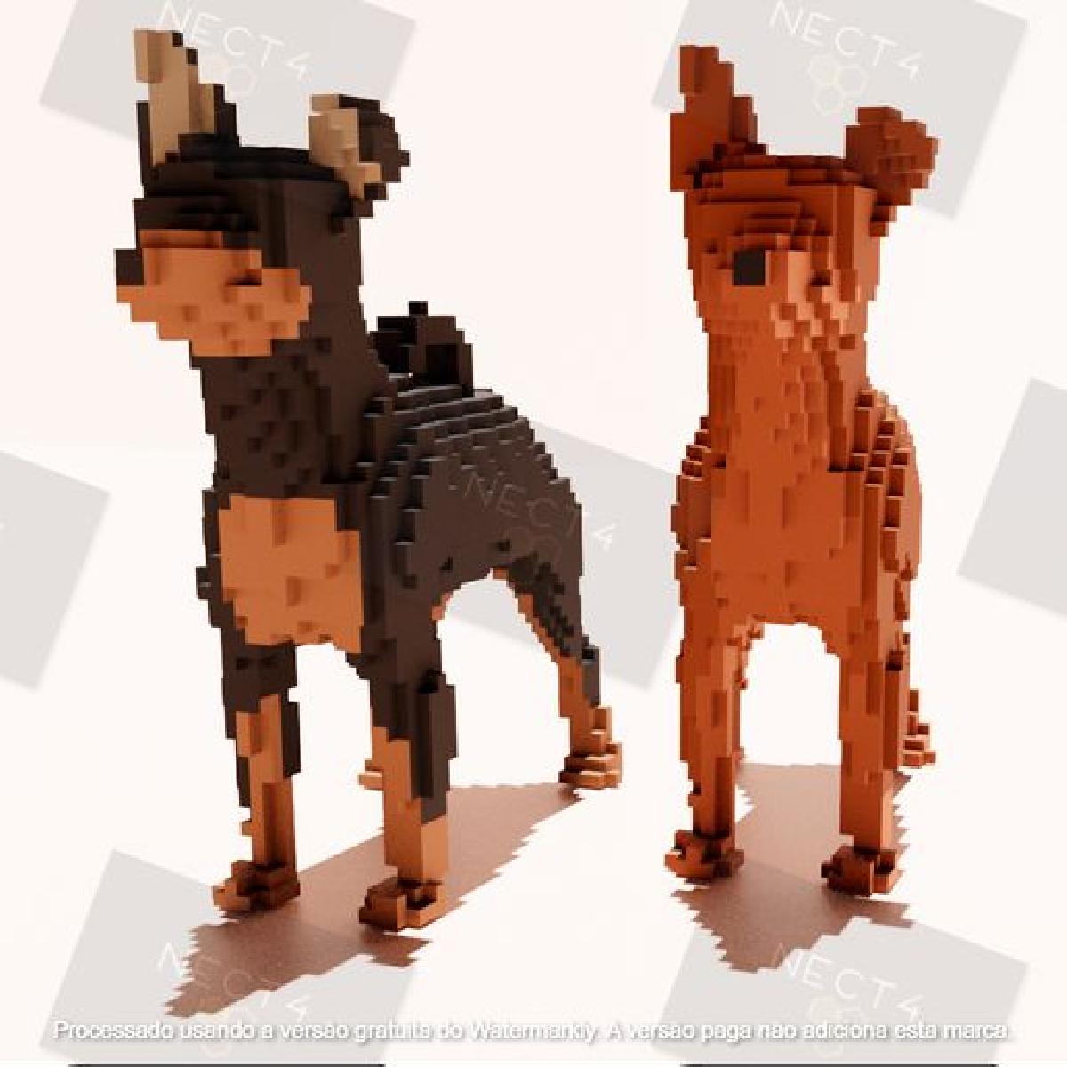 Cachorro Pinscher de Chaveiro (Cubico / Geometrico)