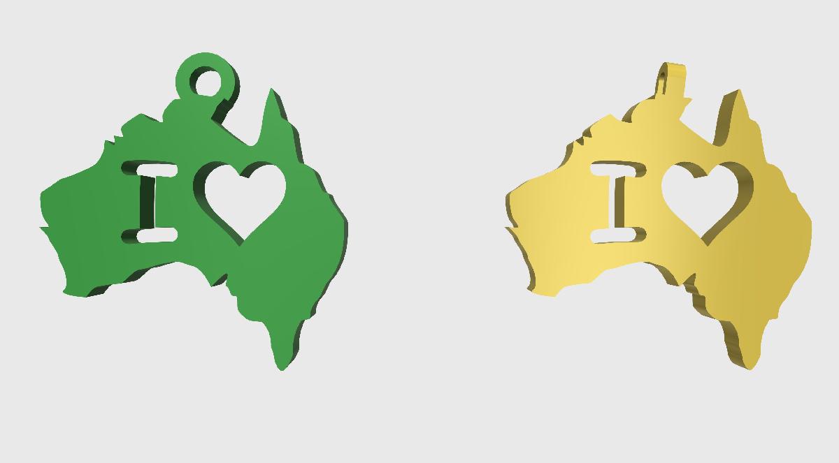 Chave e Pingente de Charms I Luv Australia