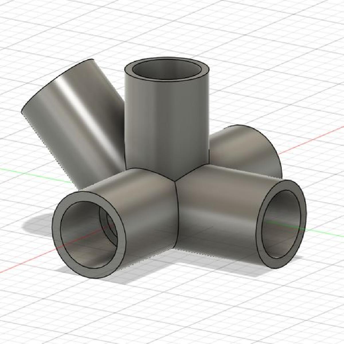 UNIAO QUADRUPLA PARA TUBO PVC 1/2" COM SAIDA DE 45°