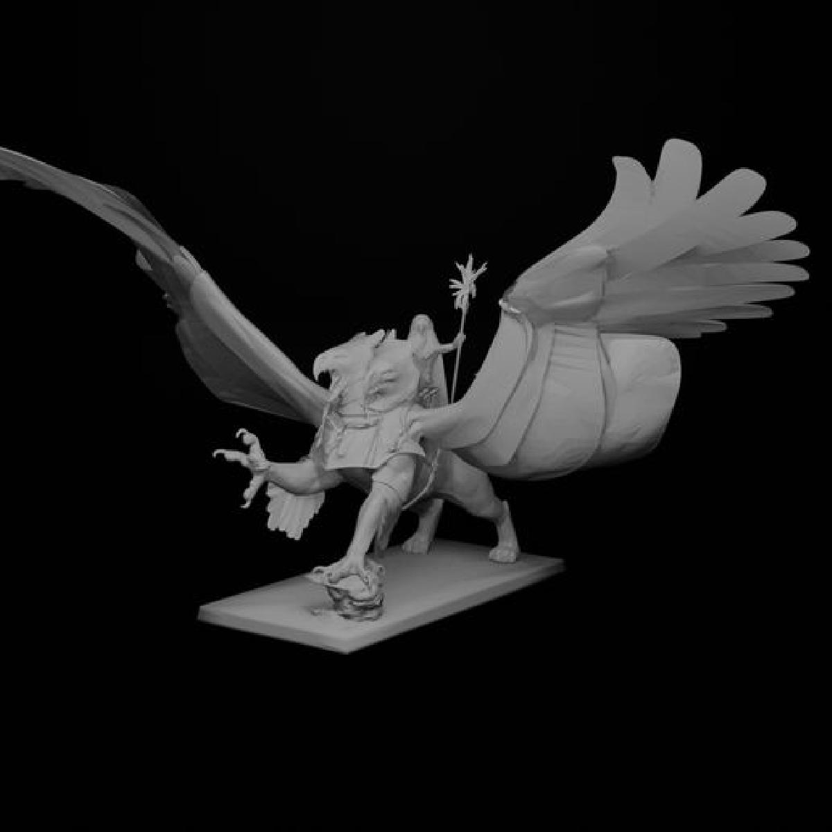 griffo com um mago para a batalha