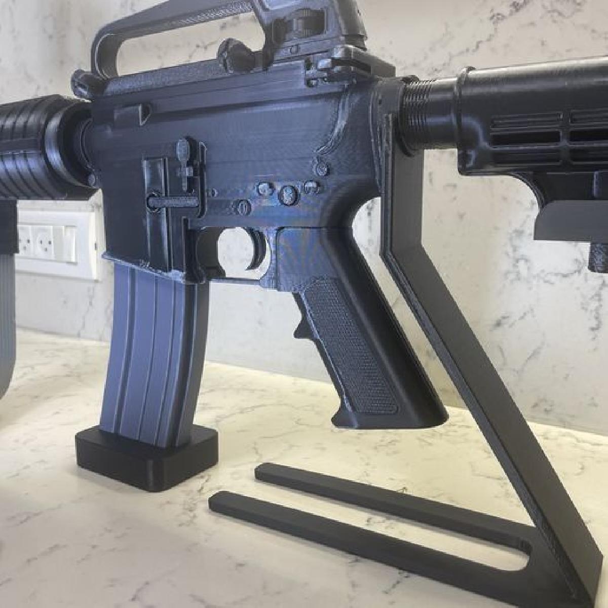 Um estande de demonstracao para Carabina M4