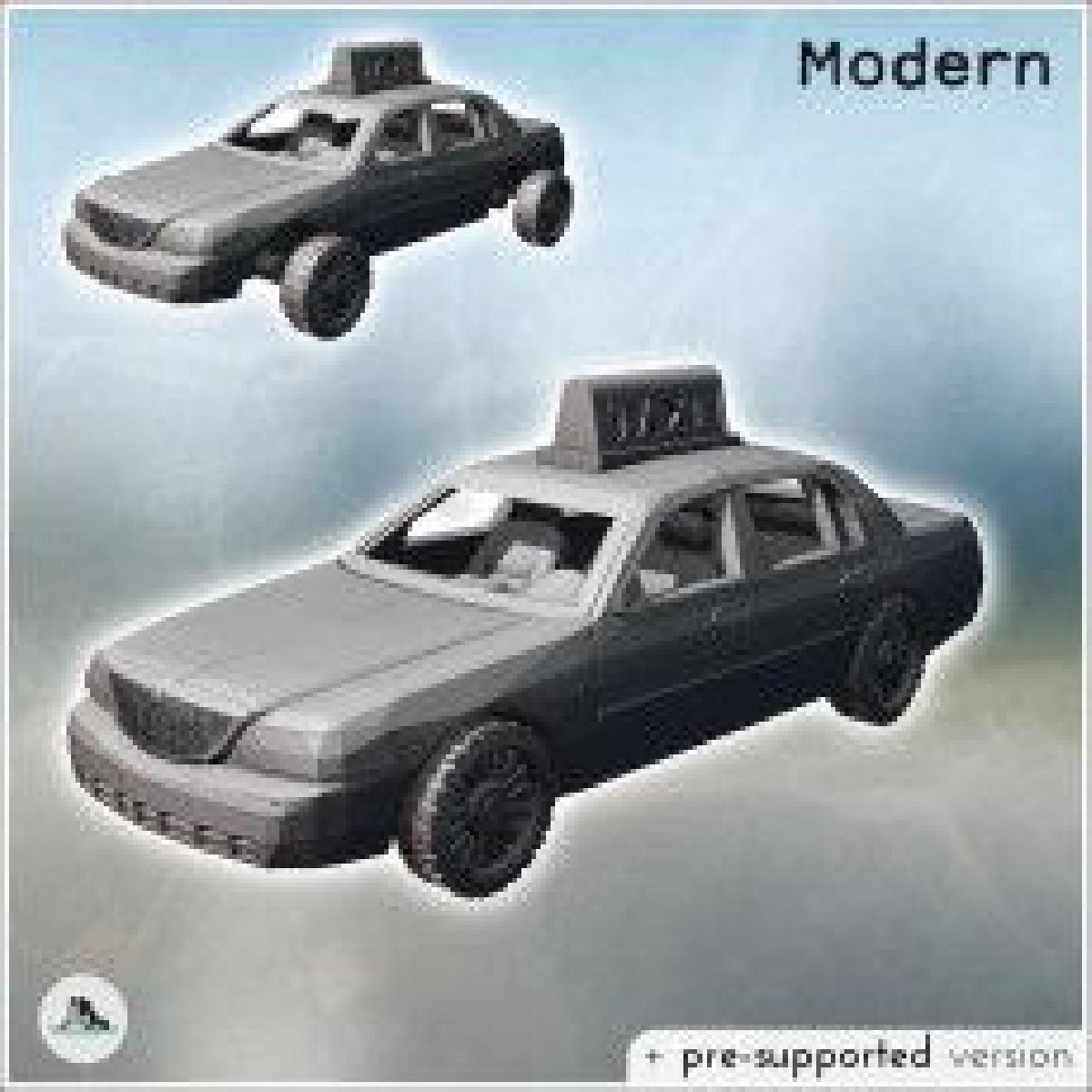 Taxi Ford Crown Victoria (13) Diorama Moderno da Segunda Guerra Mundial WW2 WW1 para Wargaming RPG Mini Hobby