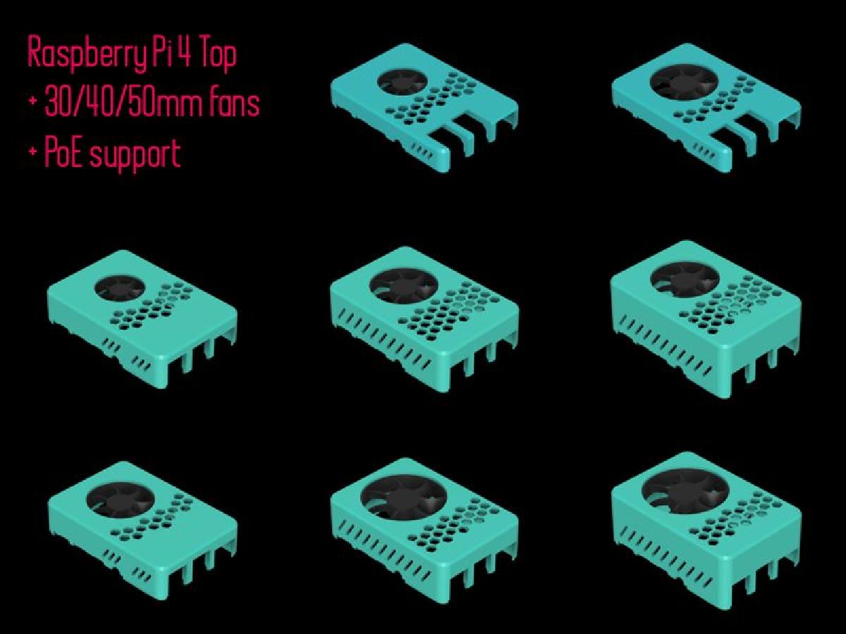 Tampa do Case do Raspberry Pi 4 da Hazi + Suporte Facil para Ventilador / Suporte para PoE Hat