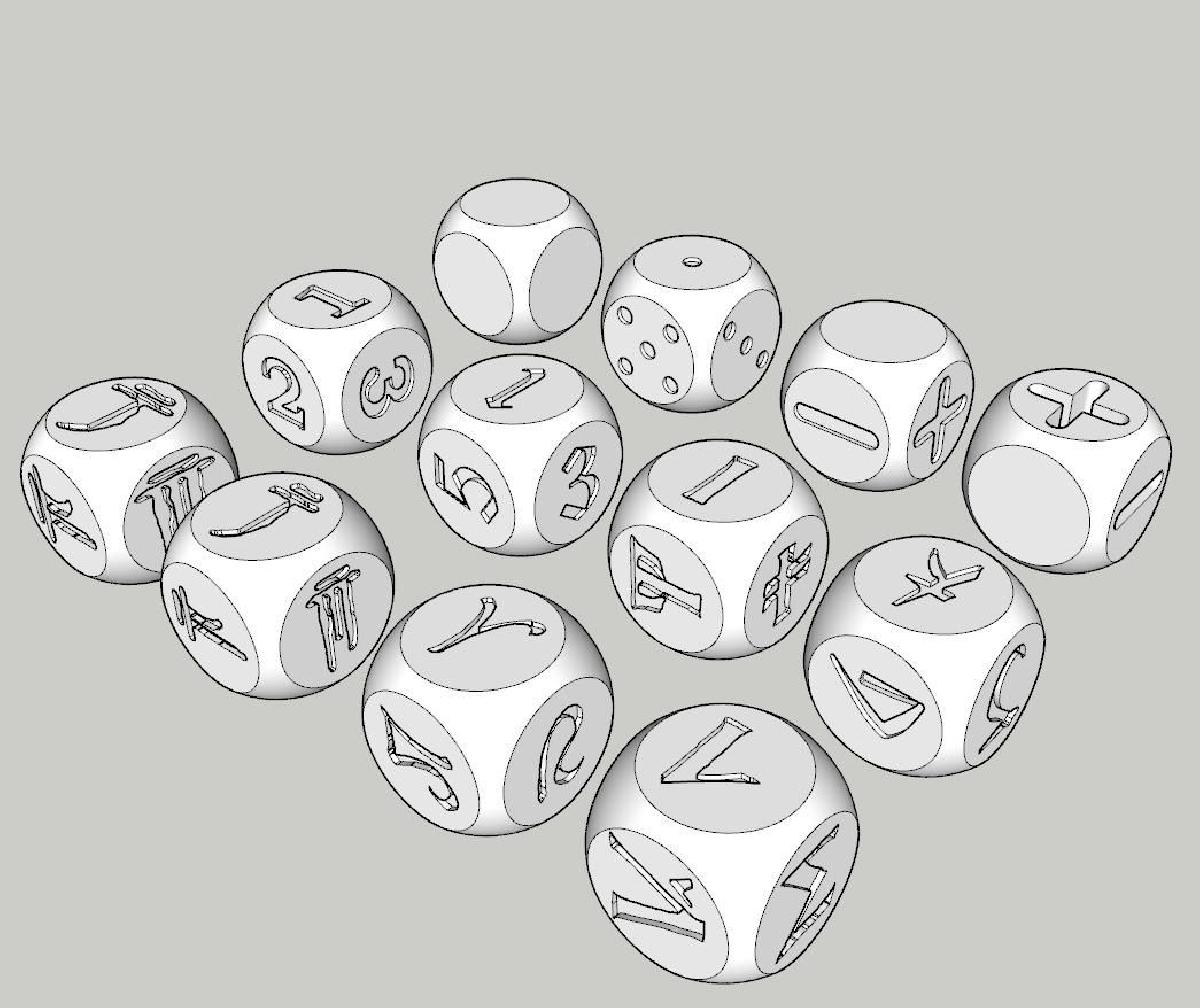 dados dF, d3x2, d6 variantes