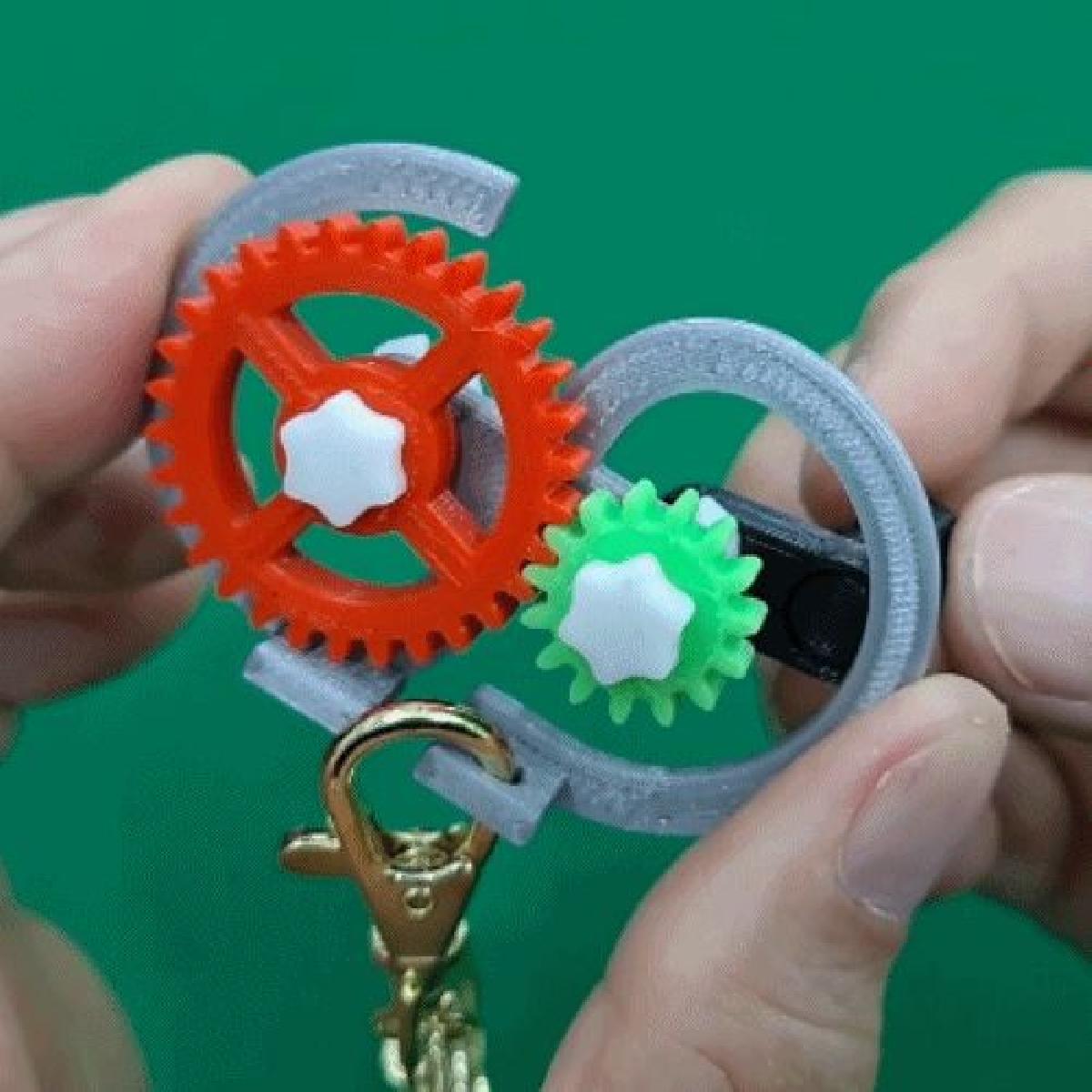 Chaveiro de Engrenagem Espiral Feito com Impressora 3D