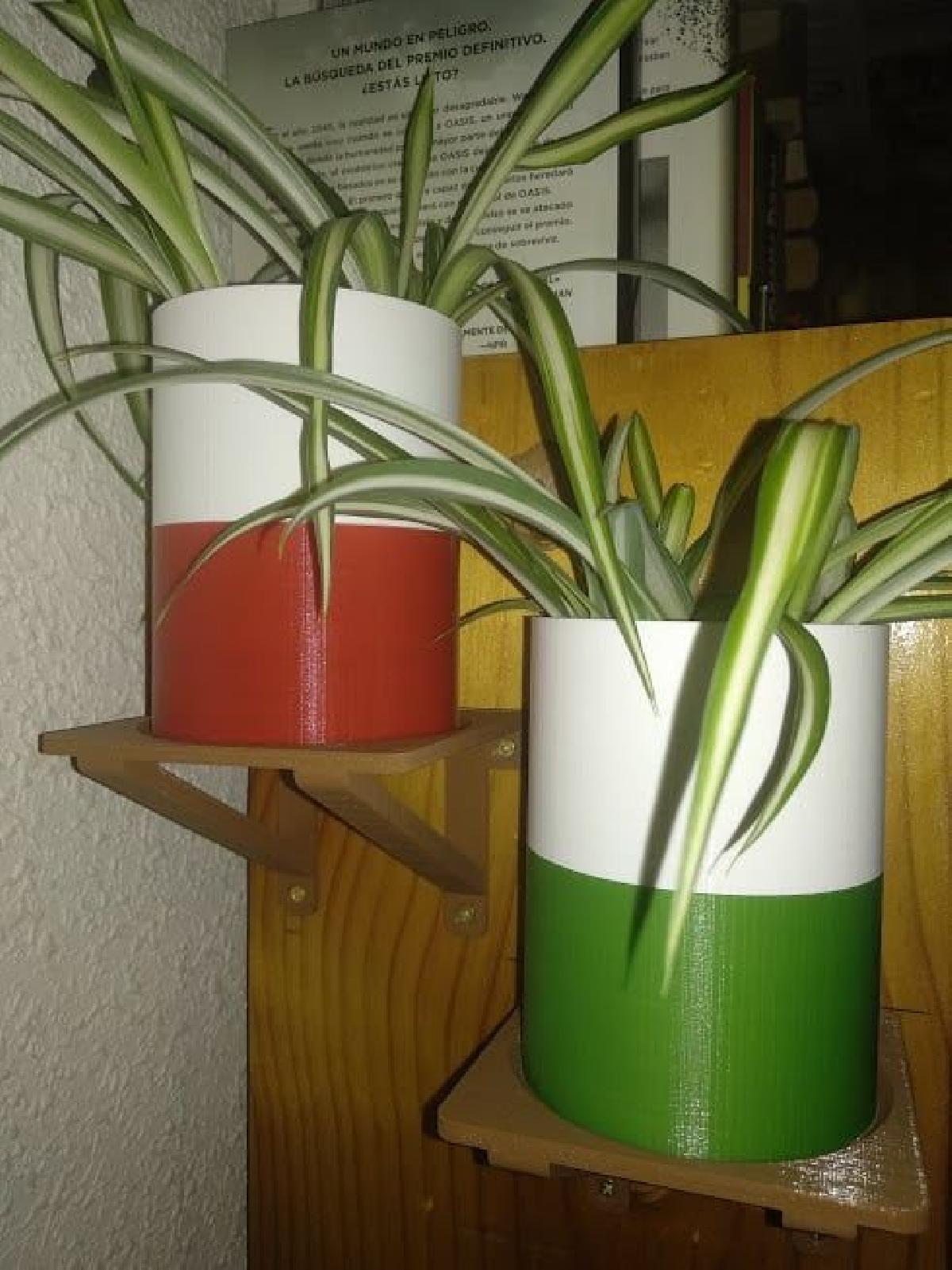 Vaso com autorriego e suporte.