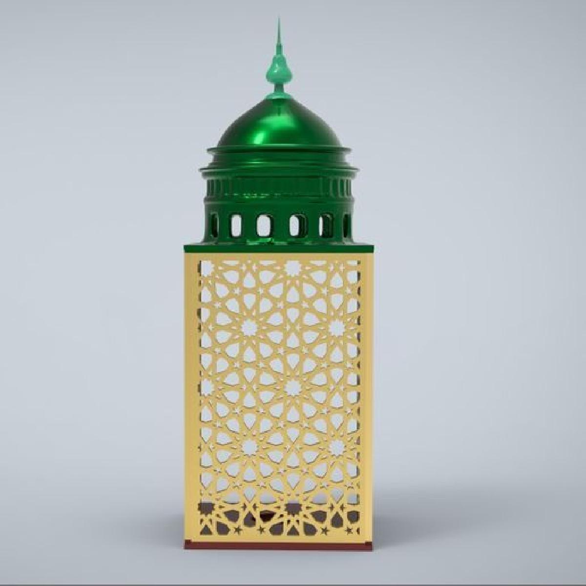 Lanterna: Design Arabe Bonito para o Ramada com base de vela de luz LED.