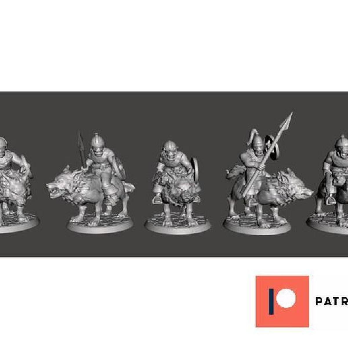 28mm   Orc / Goblin / Hobgoblin Unidade de Cavalaria Montada em Lobo pt2