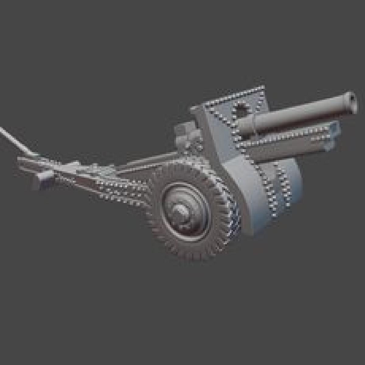 Canhao frances da Segunda Guerra Mundial de 155 C modelo 1917 Schneider, obus com rodas de estrada.