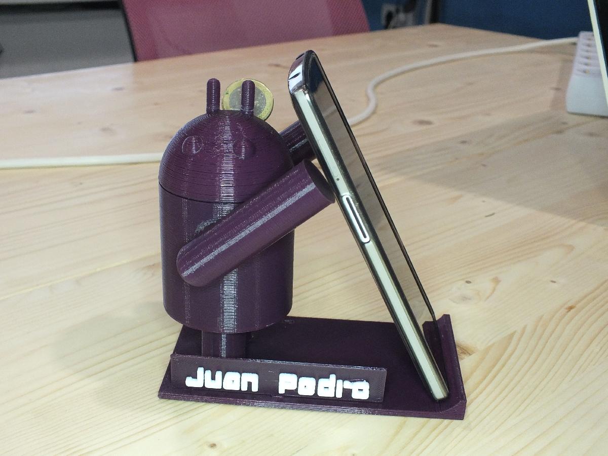 Porquinho Android com suporte para celular