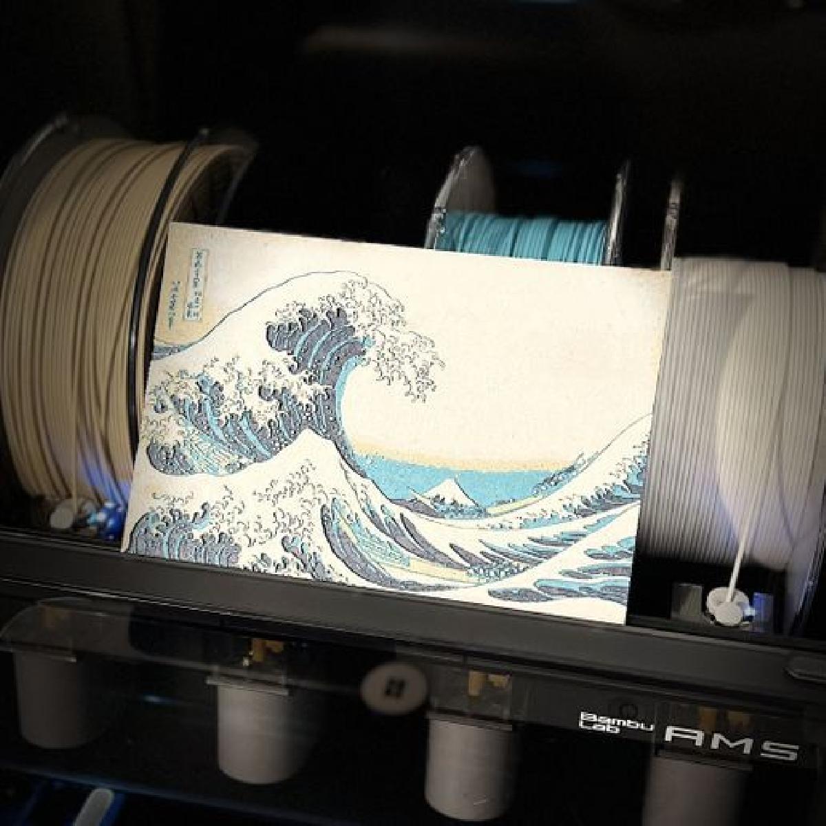 A Grande Onda de Kanagawa Art3D escolha 3D PINTURA versao Hokusai, HUEFORGE.