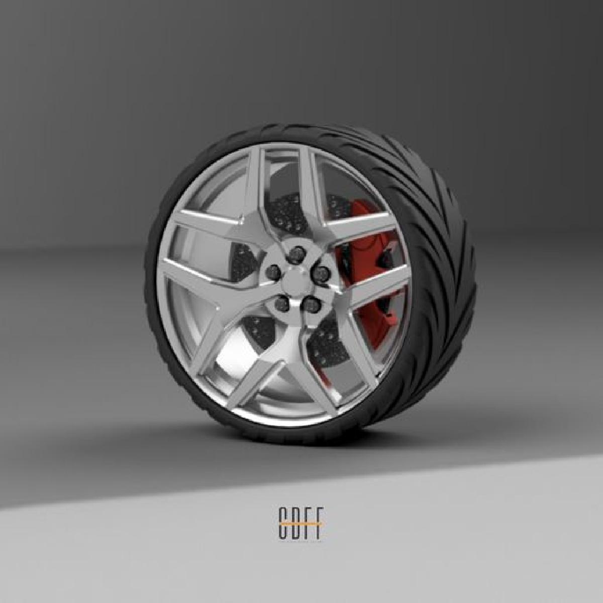 Roda, pneu e disco de freio para Tamiya Mitsubishi 3000gt 1/24