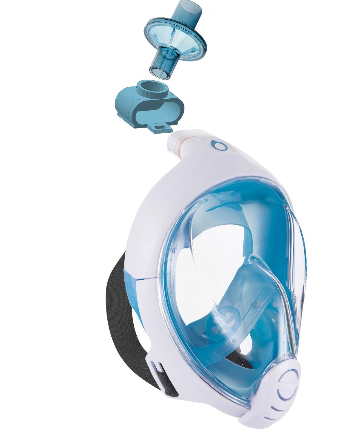 Conector de mascara Decathlon Easybreath com filtro de respirador.