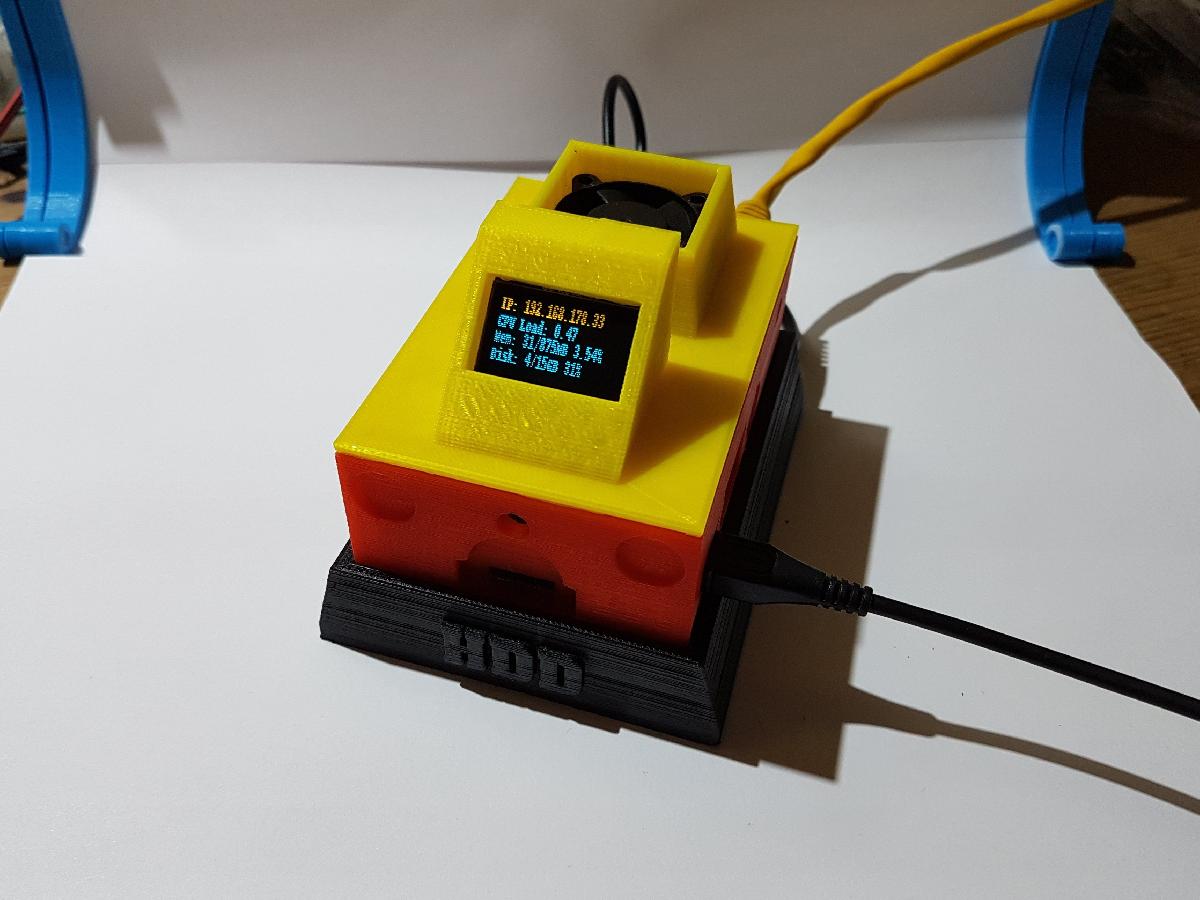 "<7$ Habitacao Raspberry PI3, Case, NAS, Servidor com Display OLED de 0,96 mostrando estatisticas (versao com ventilador de 40mm/versao de resfriamento passivo/DIY superior)"