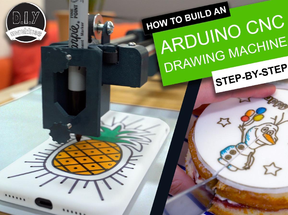 Maquina de Desenho CNC 3D Impressa Facilmente   Desenhe em Bolos, Telefones, Papel, Camisas | Plotter Arduino GRBL