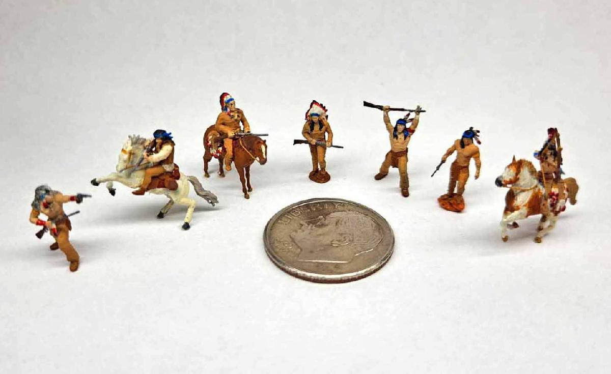 Figuras nativas americanas em escala N, cerca de 1800.