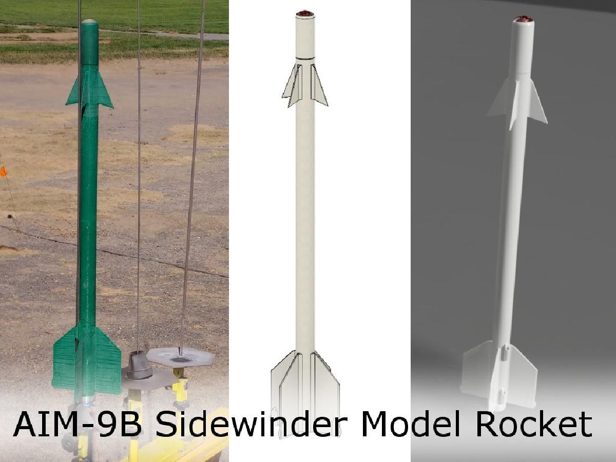 Foguete Modelo AIM 9B Sidewinder para 24mm (Motores Estes D)