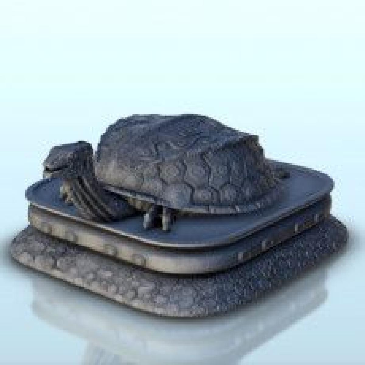 Estatua de tartaruga em base esculpida 5   Terreno da Asia Conflito de Katanas Terreno de RPG de mesa China Coreia