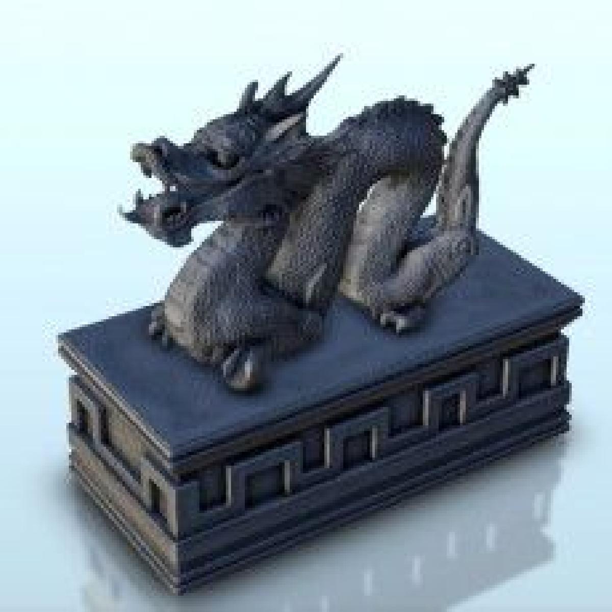 Estatua de dragao em base esculpida 6 Terreno da Asia Conflito de Katanas Terreno de RPG de mesa China Coreia