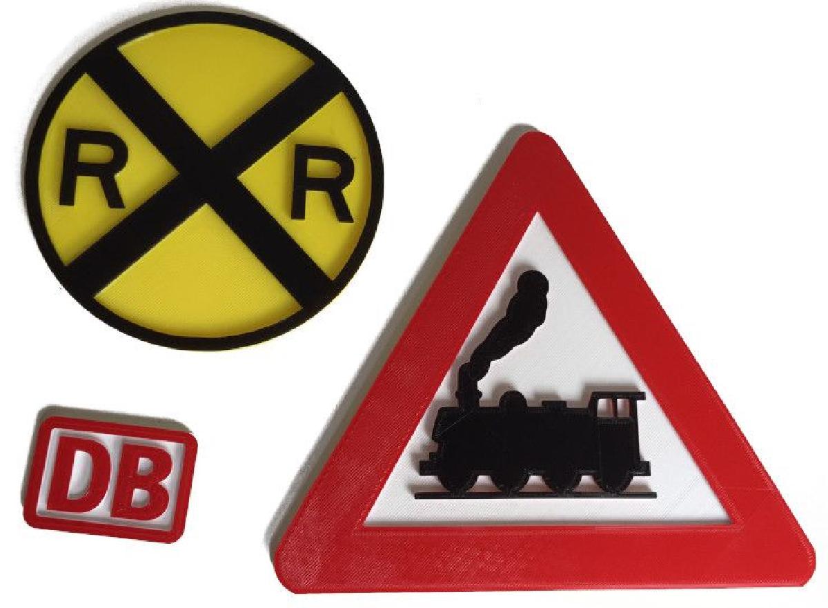 Sinais de passagem de nivel dos EUA/Belgica e logo da DB