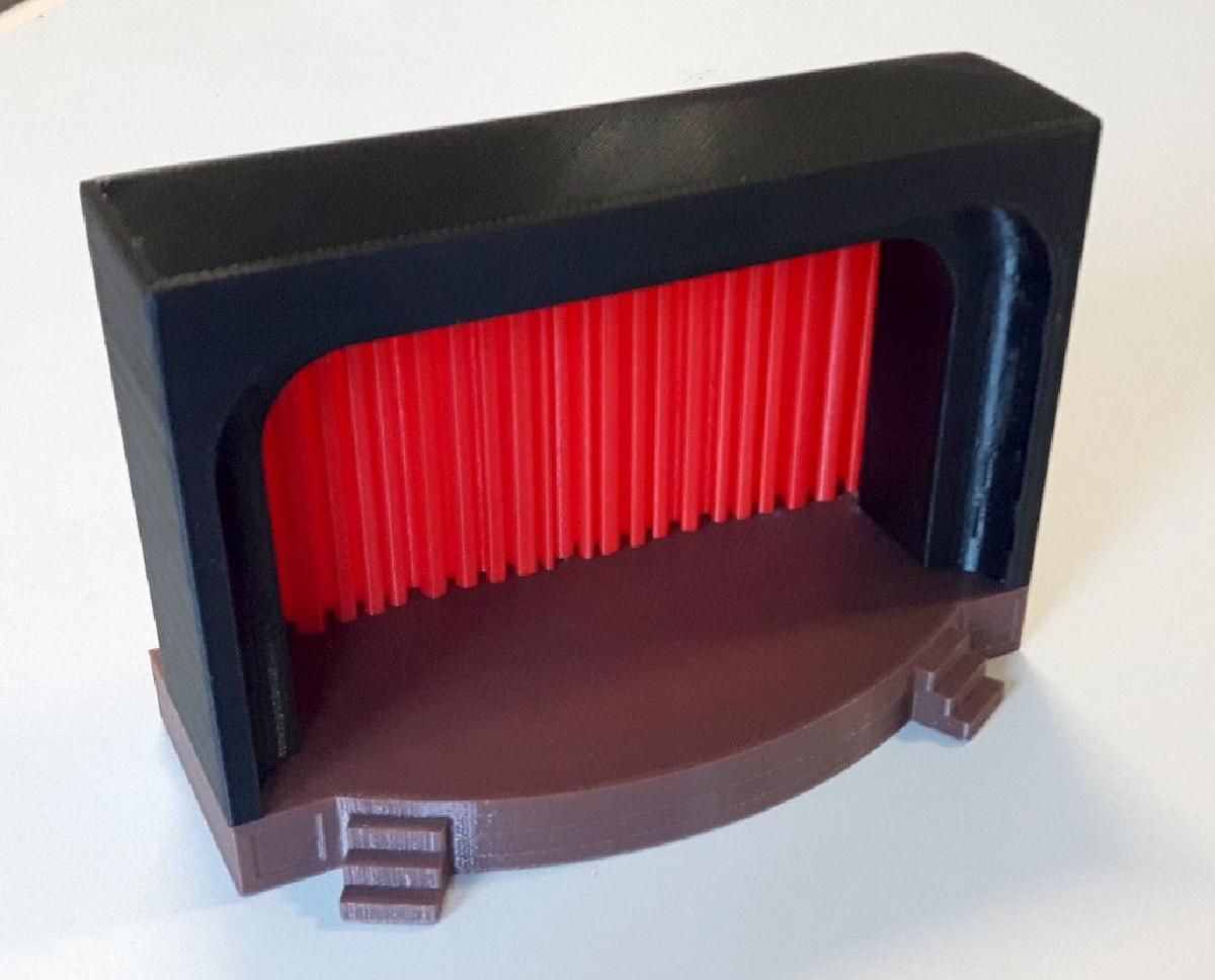 palco pequeno com cortina, sem suportes