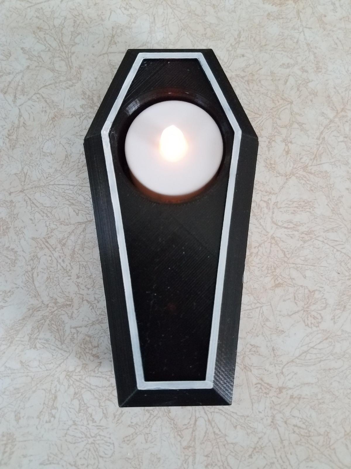 Suporte para vela em forma de caixao   Halloween
