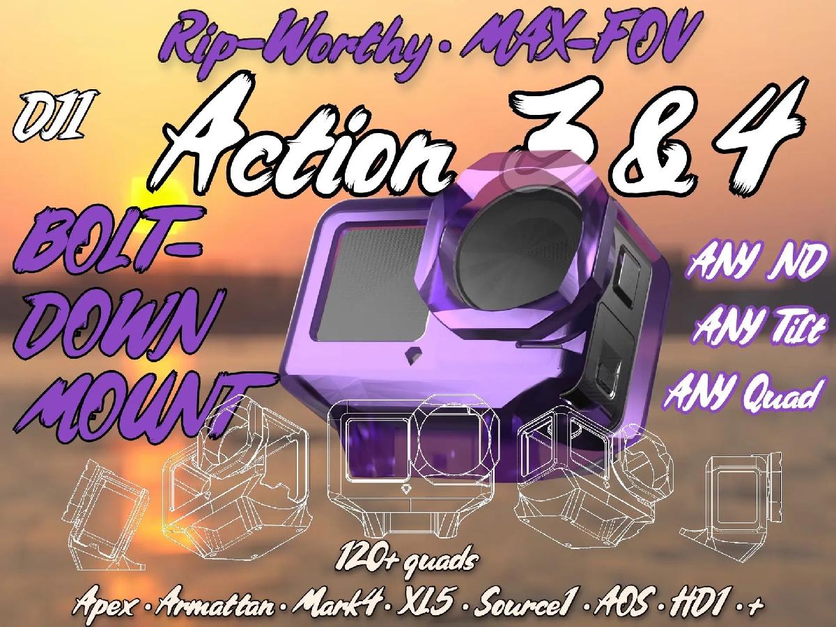 Suporte FPV para Action 3, 4, 5, Suportes de Drone DJI TPU, Maxima FOV