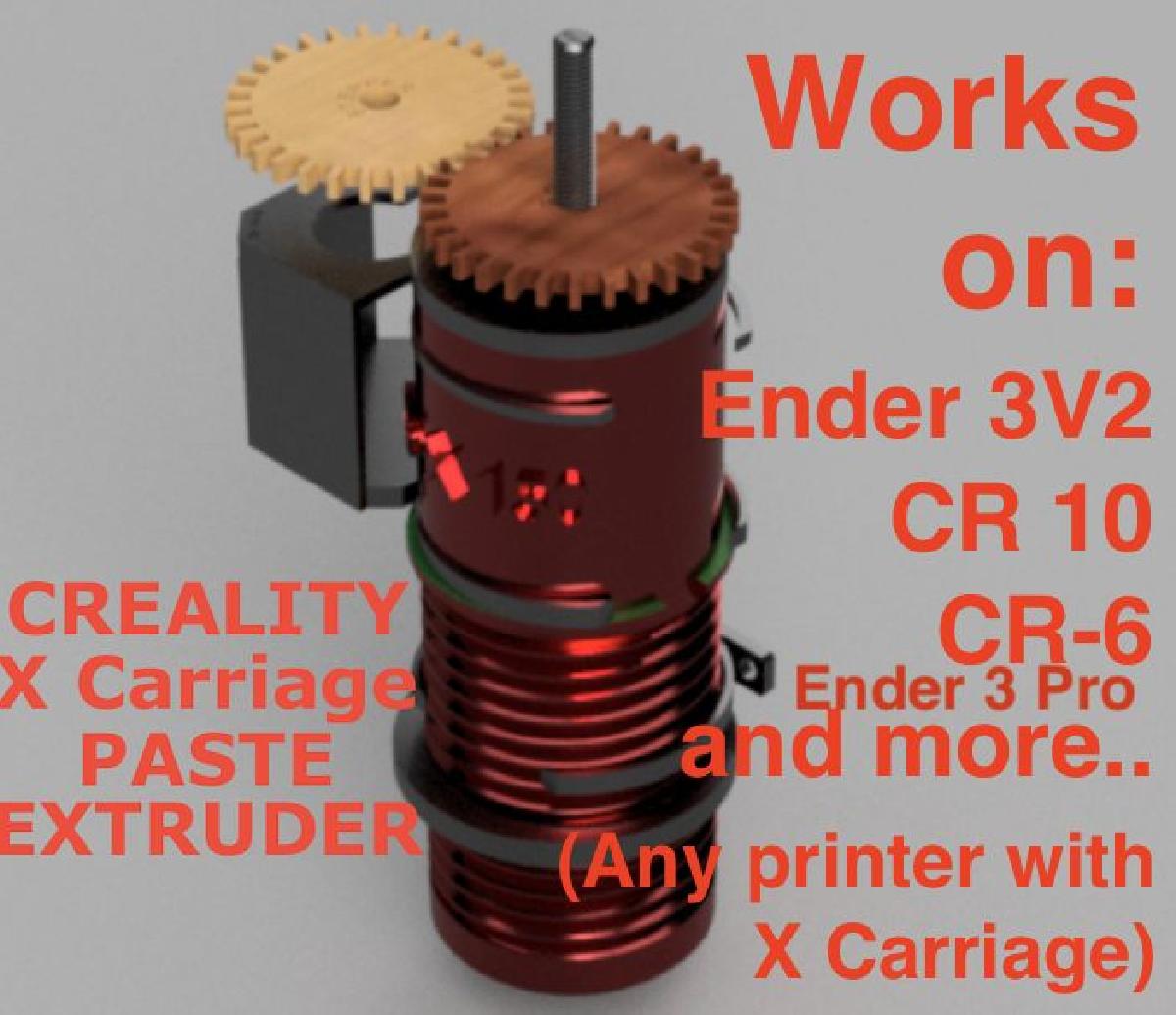 Extrusora de Pasta Creality para Carro X (Totalmente Impressa em 3D)