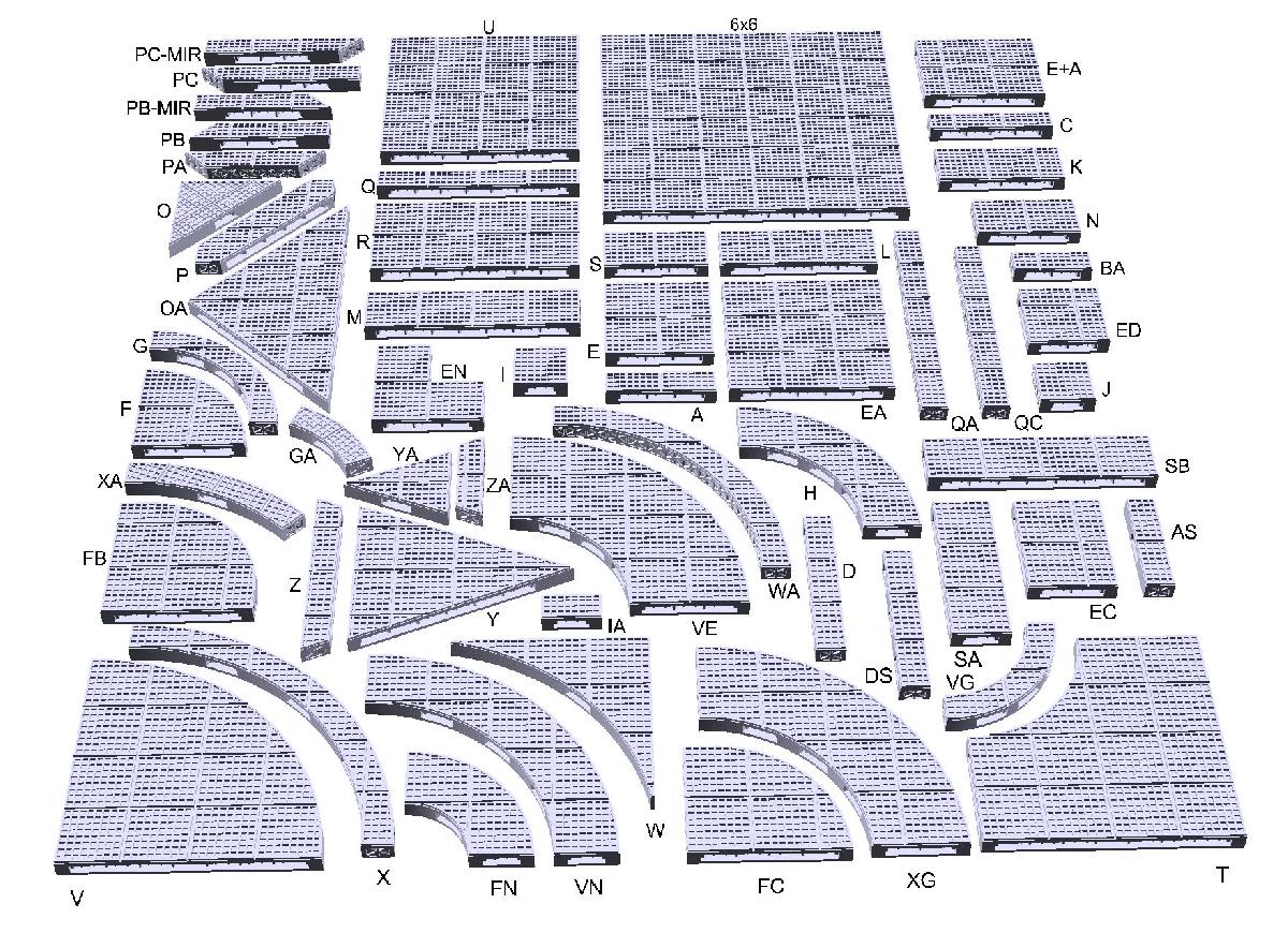 Conjunto de Azulejos de Piso OpenLOCK   Sci Fi / Grelha Quadrada Industrial (grade de 1 polegada)