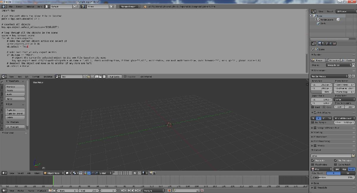 Script de exportacao multipla de STL do Blender