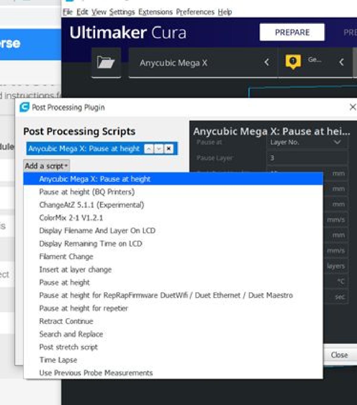 Anycubic Mega X   Pausar na altura