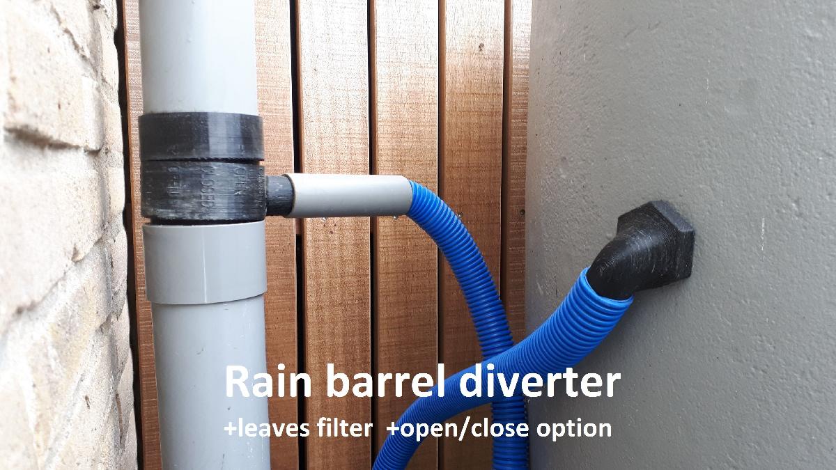 Desviador de barril de chuva + filtro de folhas + opcao de ligar/desligar