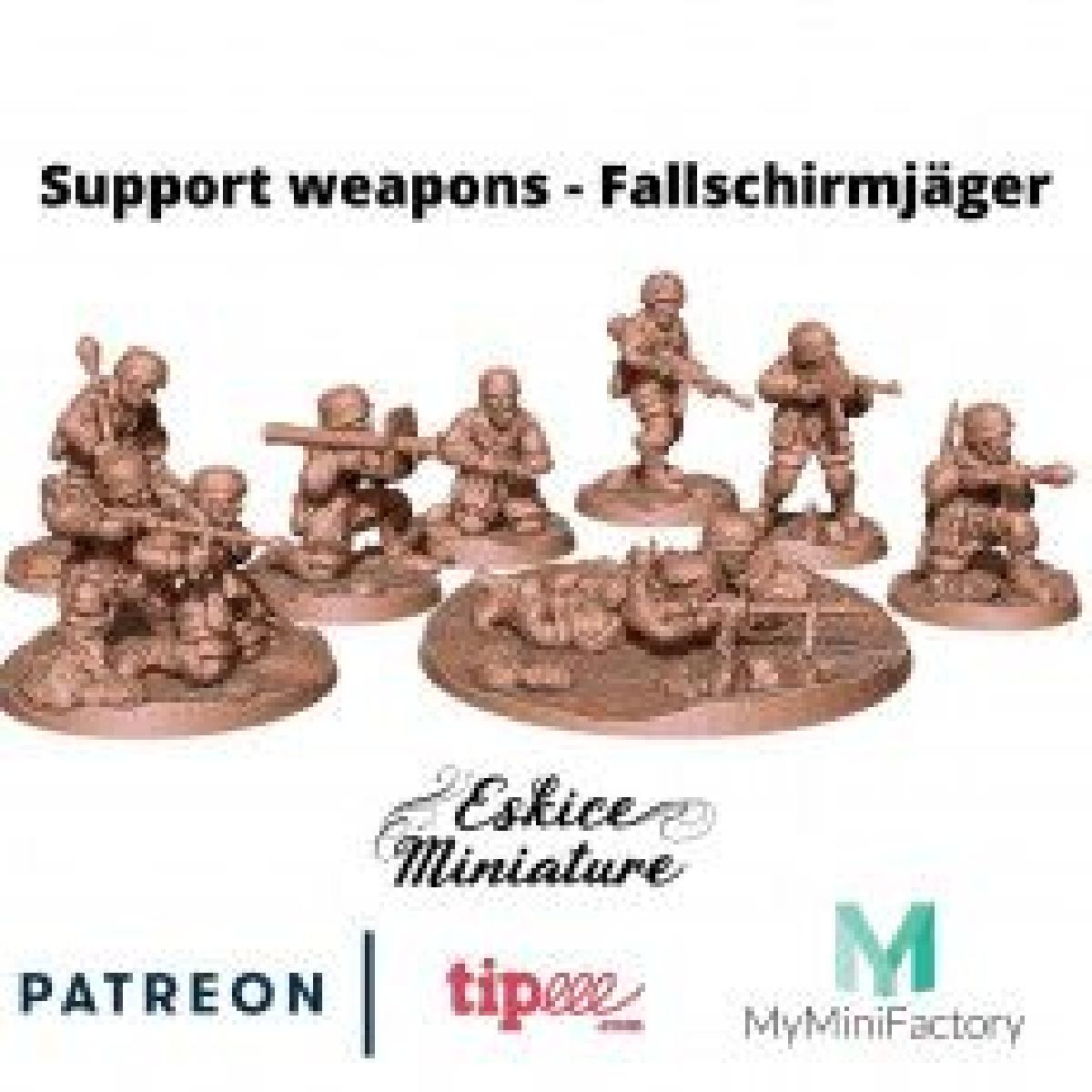 MG34, Panzerfaust, Panzerschreck, STG44, paraquedista 28mm para wargame