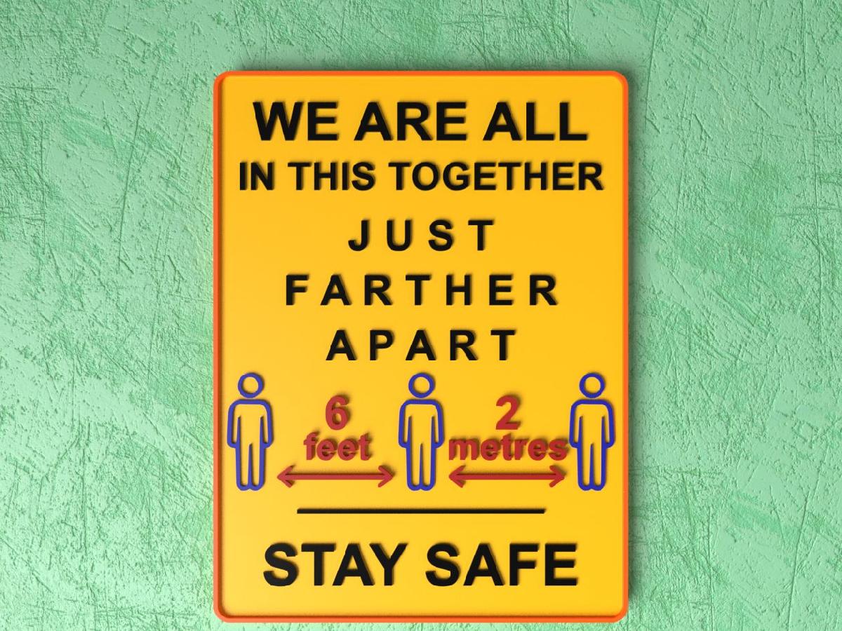 Placa de Distancia Segura Personalizavel   Juntos