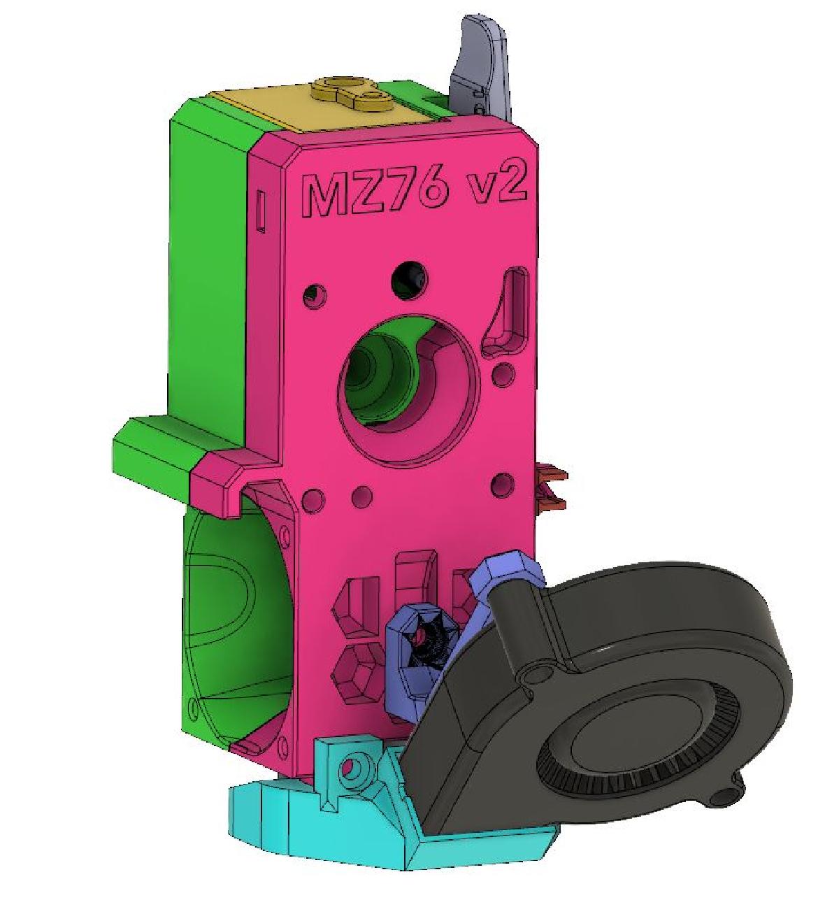 Suporte de ventilador RHD ver.C imprimivel em FDM Bondtech BMG Prusa MK3S/MK2.5S v2