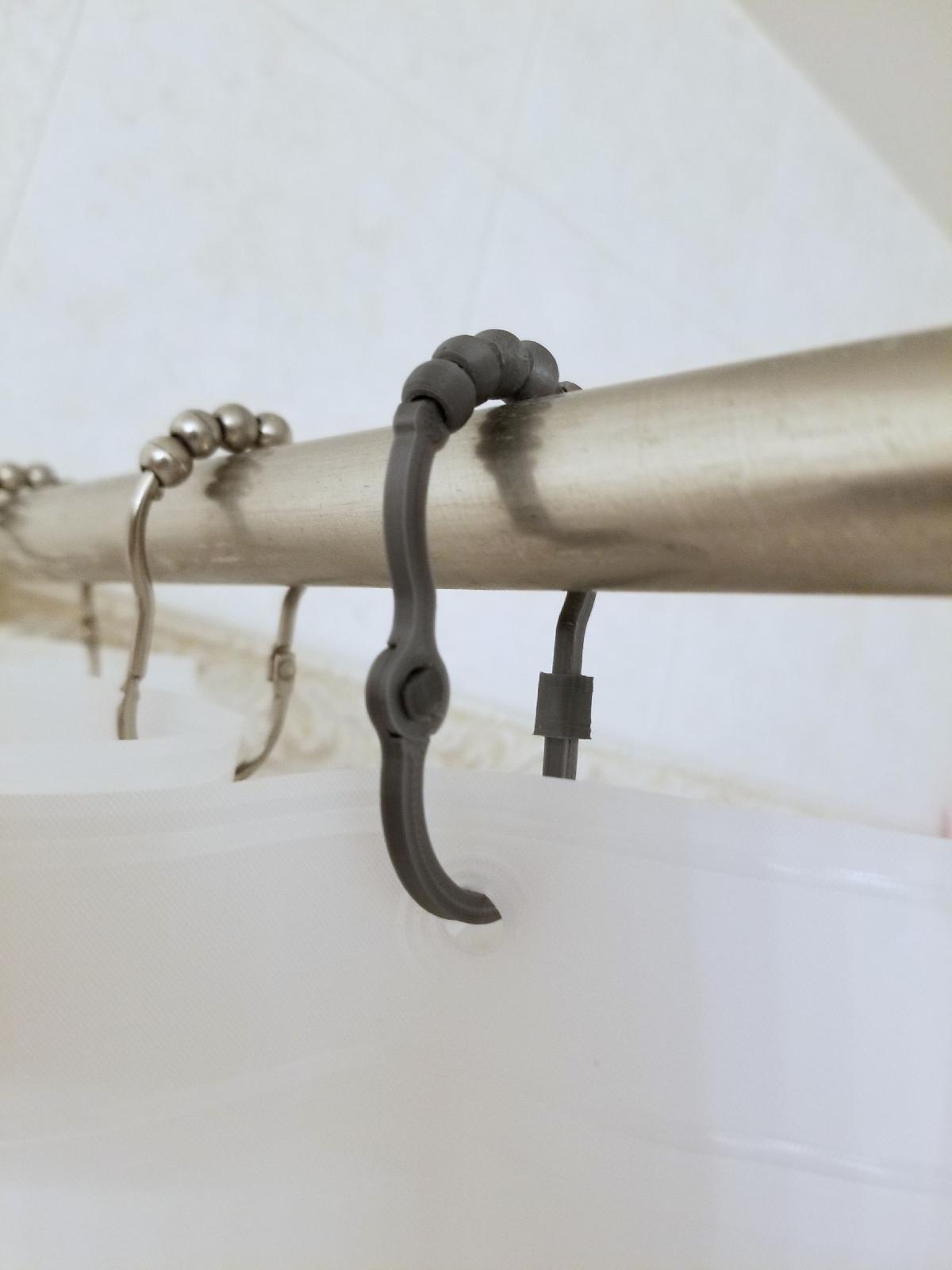 anel / gancho de cortina de chuveiro com roletes, fecho de travamento