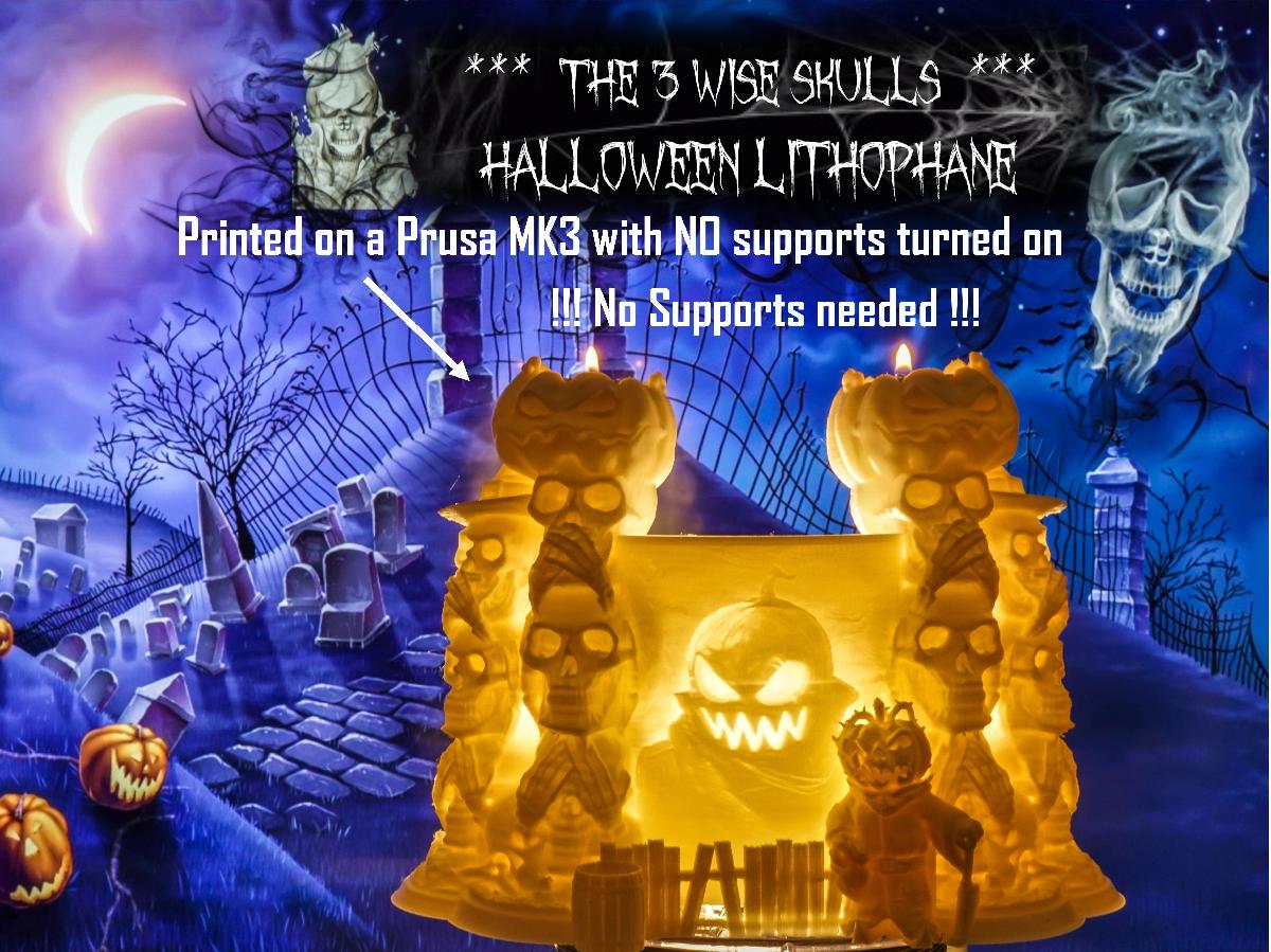 Lithophane de Halloween   Os Tres Cranios Sabios Litho